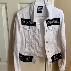 Jean jacket with Chanel insignia.  Not authentic